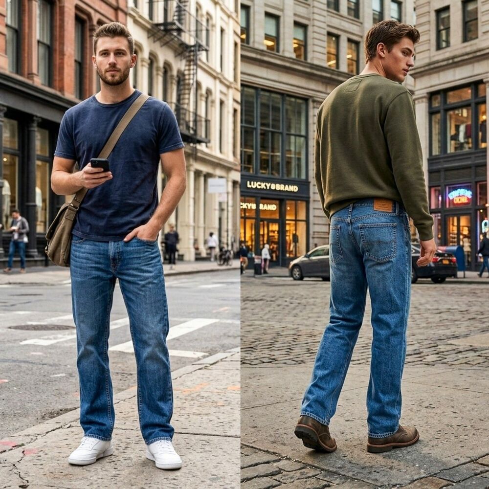 Lucky Brand 181 Relaxed Straight Jeans Men's Size 32 x 30 Medium Wash Blue